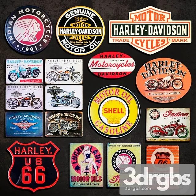 Metal signs №10. motorcycles 3D Model Download