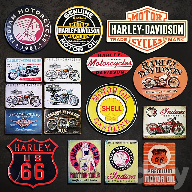 Metal Signs №10. Motorcycles 3D Model Metal Signs №10. Motorcycles 3D Model