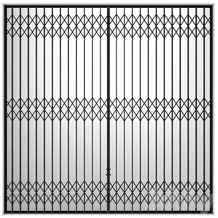 Metal sliding louver accordion type Screen 3D Model