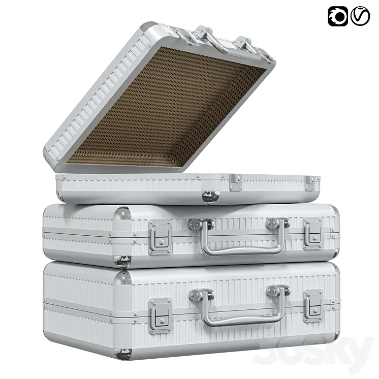 Metal suitcase set of metal suitcases 3D Model Free Download