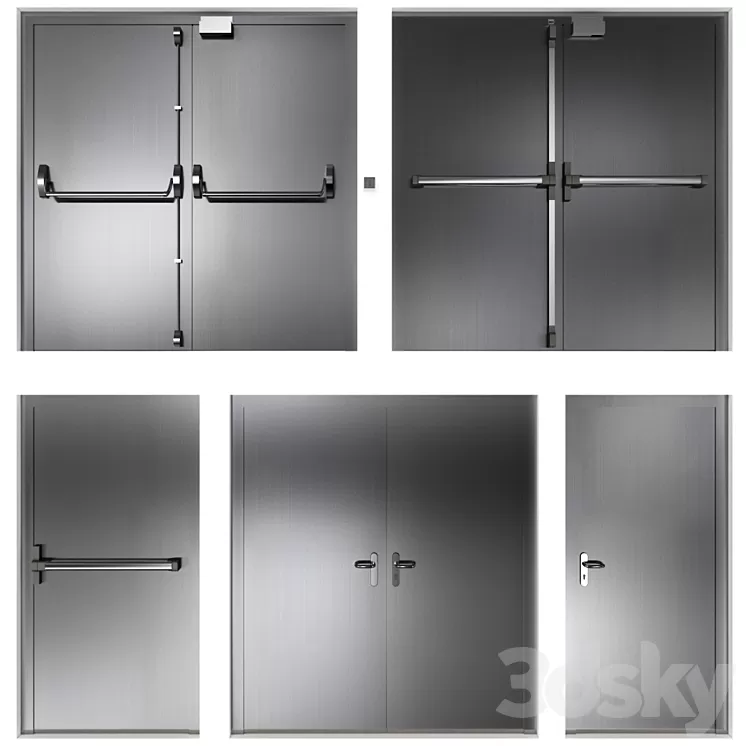 Metal swinging fire doors 3D Model