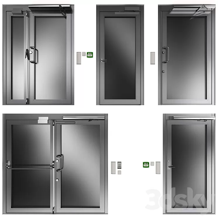 Metal swinging fire doors 3D Model