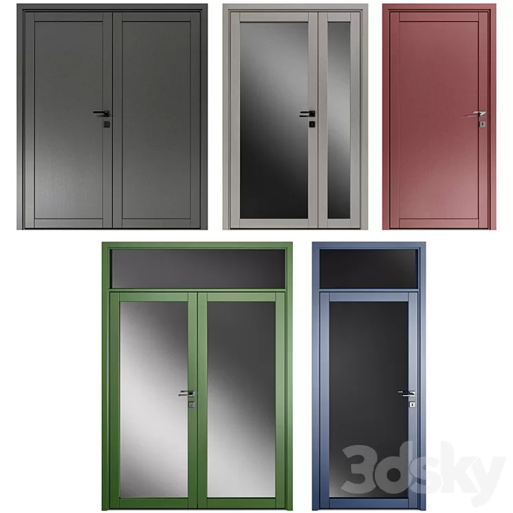 Metal swinging fire doors 3D Model