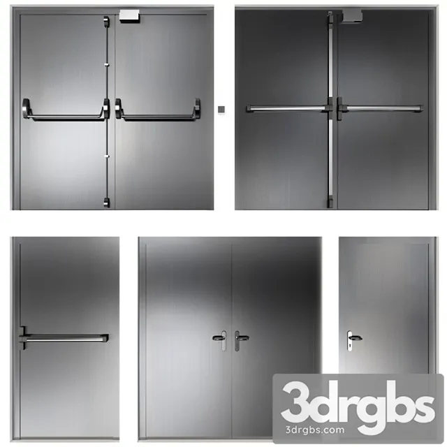 Metal swinging fire doors_1 3D Model Download