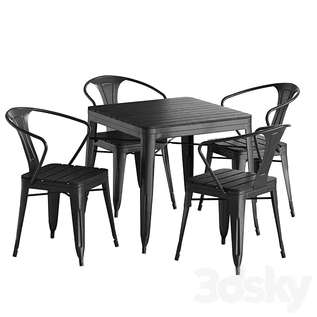 metal table and chairs for street cafe bistrot and patio 3D Model metal table and chairs for street cafe bistrot and patio 3D Model