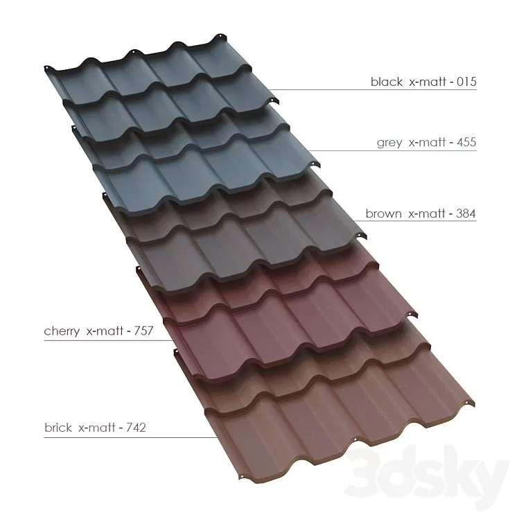 metal tile BUDMAT Ferrara 3D Model metal tile BUDMAT Ferrara 3D Model