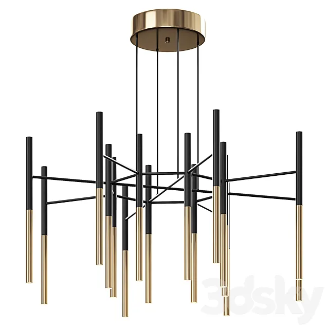 Metal Tubular Chandelier 3D Model