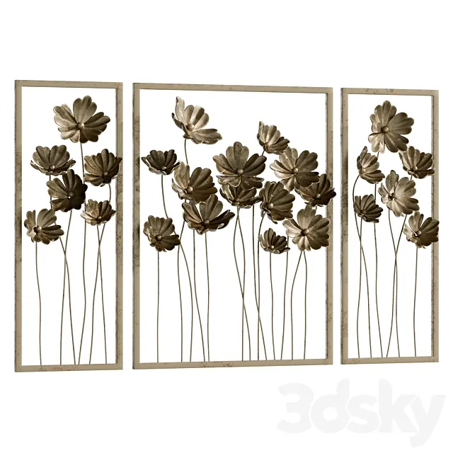 Metal Tulips Wall Decor 3D Model