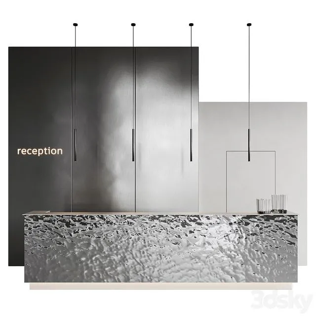 metal water reception desk 3D Model