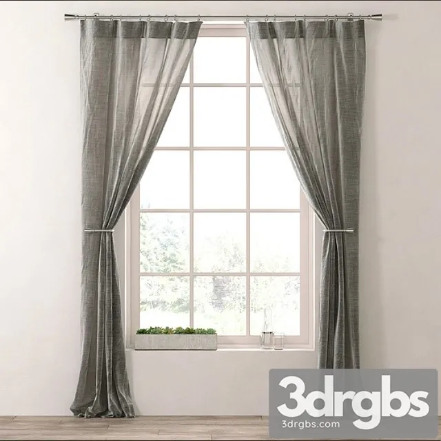 Metallic opaque linen drapery panel 3D Model Download