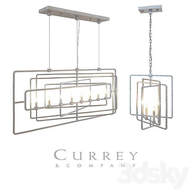 Metro rectangular and square chandelier by Currey & company 3D Model Metro rectangular and square chandelier by Currey & company 3D Model