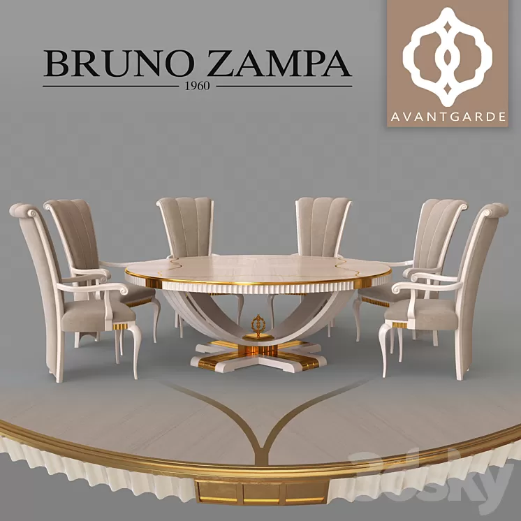 Metropolis dining table and Greta armchair 3D Model Metropolis dining table and Greta armchair 3D Model