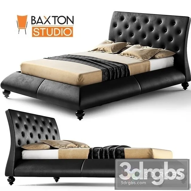 Metropolitan Wood Leather Contemporary Queen Bed 3D Model Download