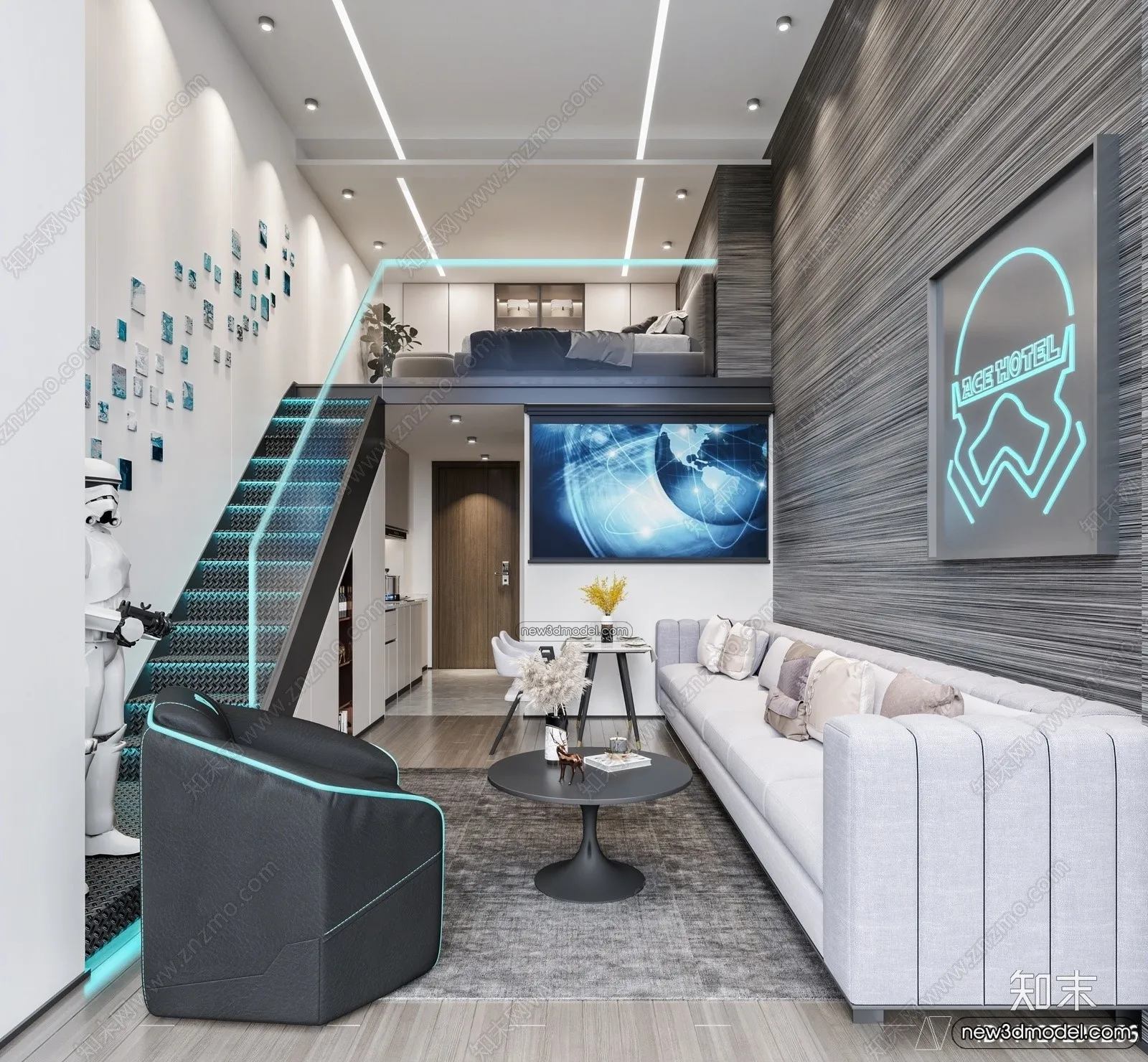 Mezzanine Floor - 3D Interior Scene - 3D Models - Modern Style - 042