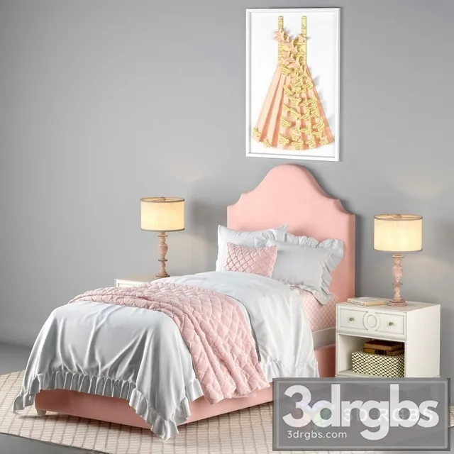 Mia Upholstered Bed 3D Model Download