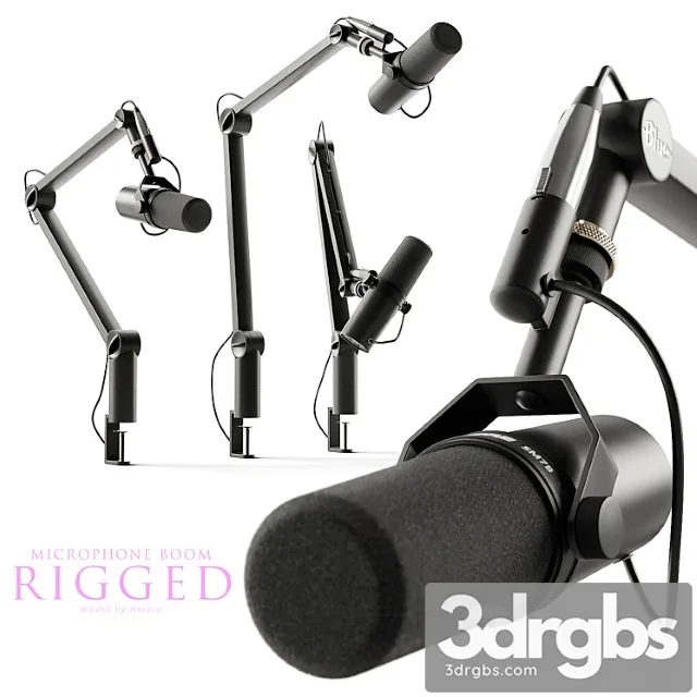 Microphone Shure Boom Arm Blue 3D Model Download