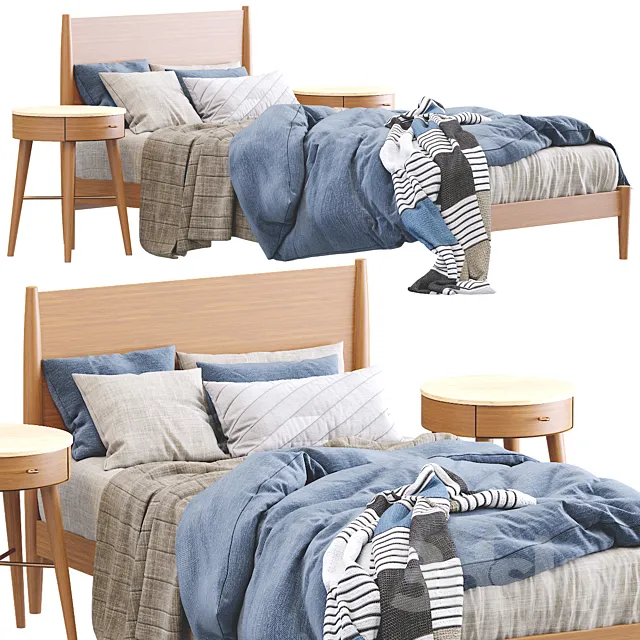 Mid-Century Bed By West Elm 3D Model Mid-Century Bed By West Elm 3D Model