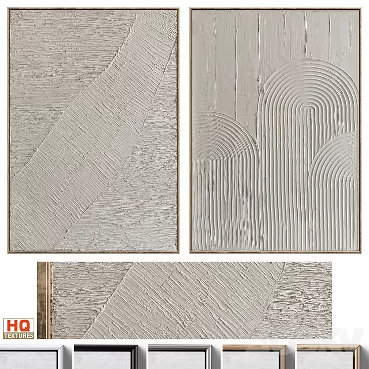 Mid-Century Beige Textural Plaster Wall Art C-460 3D Model Free Download