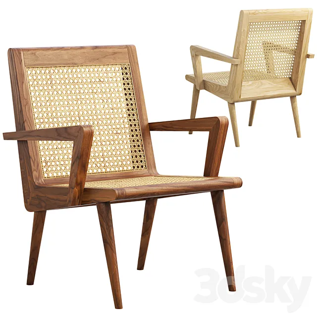 Mid-century cane chair 3D Model