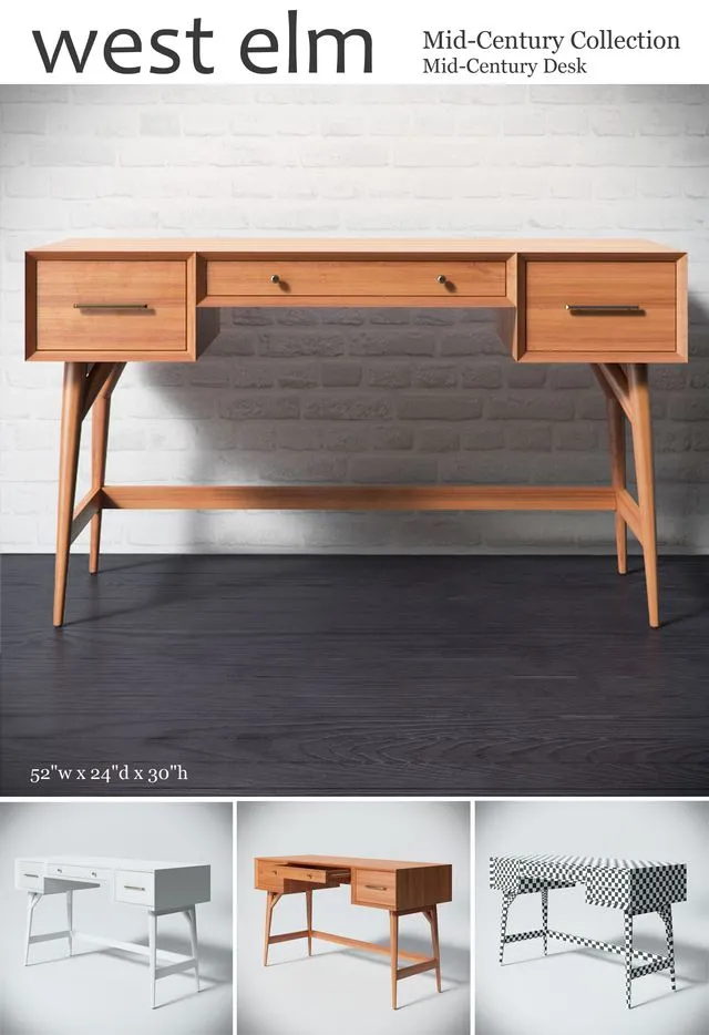 Mid-Century Desk 3D Model