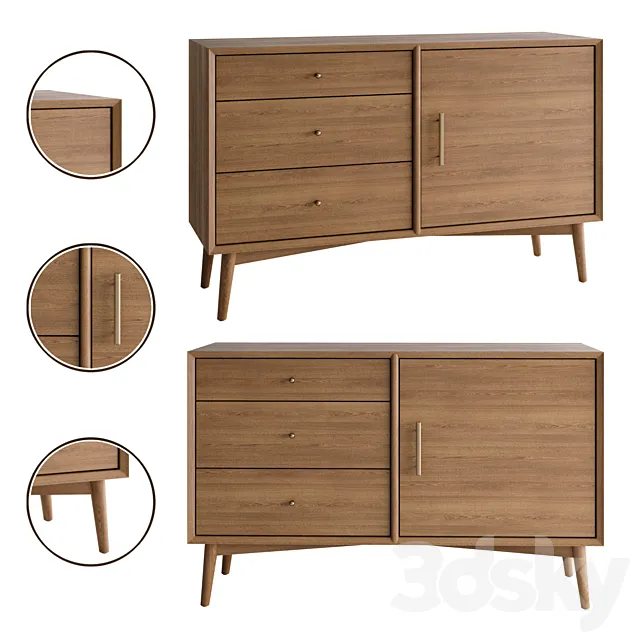 Mid-Century Media Console 3DModel Mid-Century Media Console 3DModel