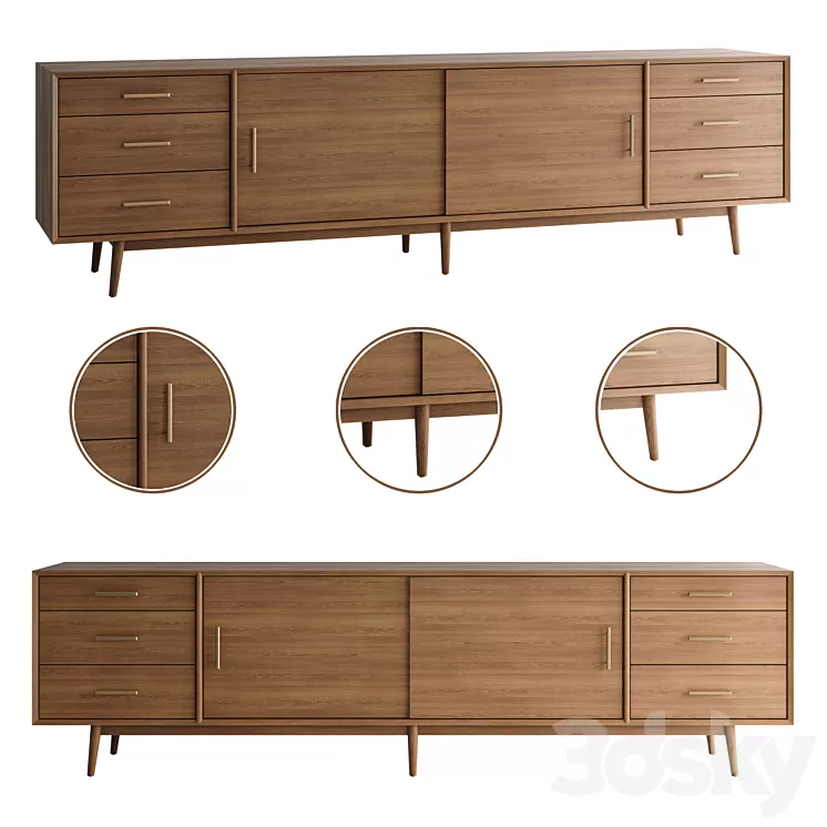 “Mid-Century Media Console (96 “”)” 3D Model