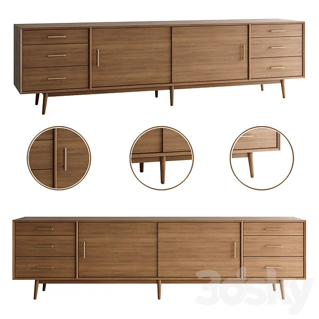 Mid-Century Media Console (96 “) 3DModel Mid-Century Media Console (96 “) 3DModel