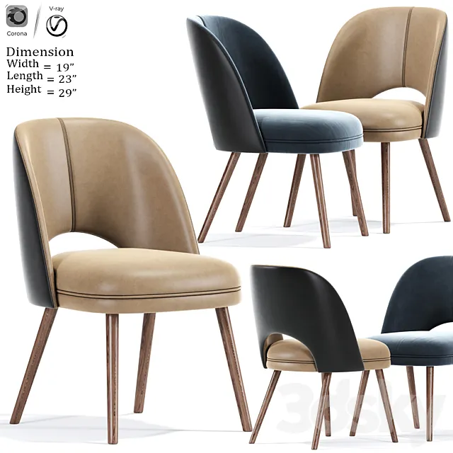 Mid Century Modern Barrel Backed Dining Chair 3DModel