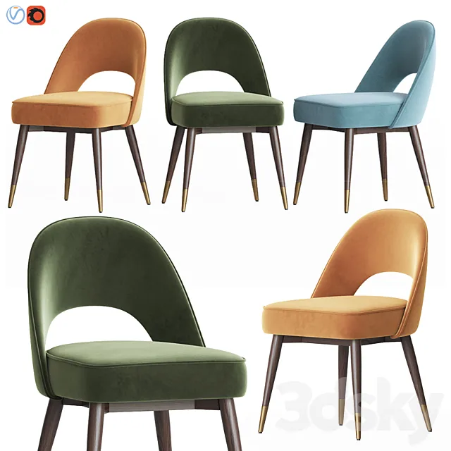 Mid Century Modern Dark Velvet Dining Chair 3DModel Mid Century Modern Dark Velvet Dining Chair 3DModel