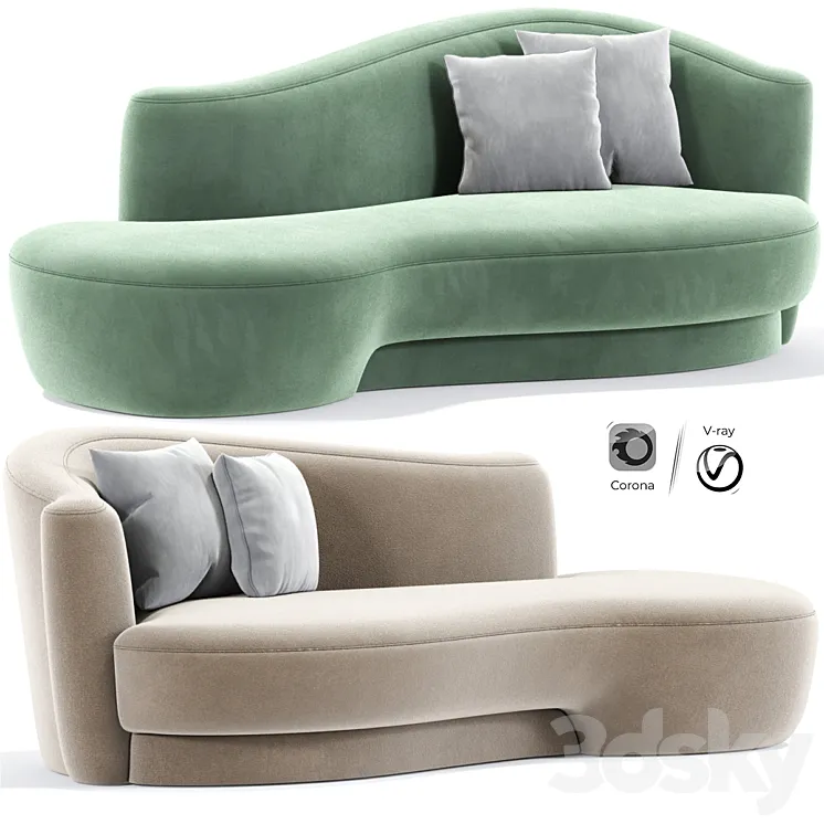 Mid-Century Modern Sculptural Curved Sofa By Weiman 3D Model Free Download