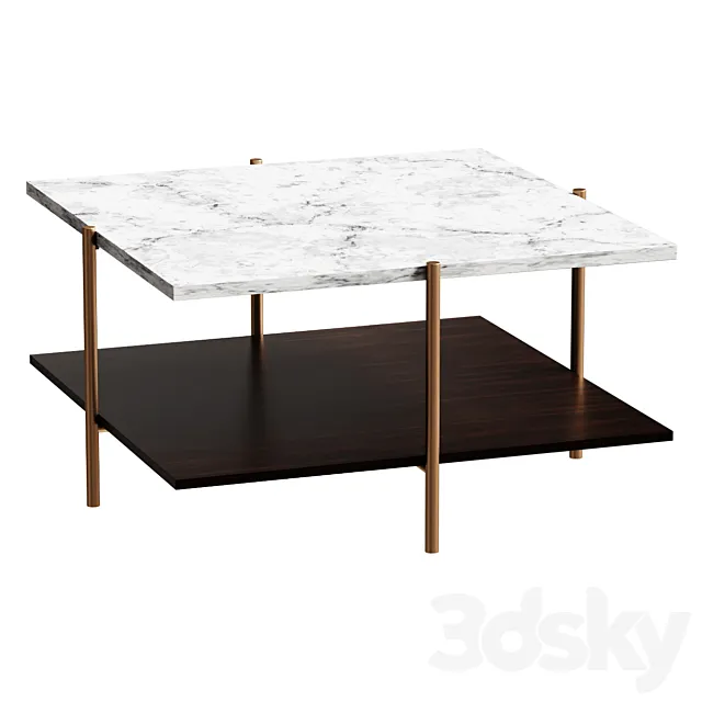 Mid Century Modern Square Coffee Table coffee table 3D Model
