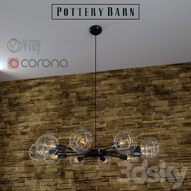 Mid century orb chandelier by Pottery Barn 3DModel Mid century orb chandelier by Pottery Barn 3DModel
