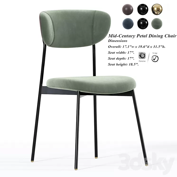 Mid-Century Petal Dining Chair 3D Model Mid-Century Petal Dining Chair 3D Model