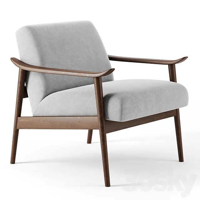 mid century show wood chair by Westelm 3DModel