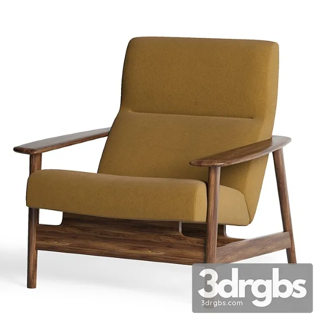 Mid-century show wood high-back chair
