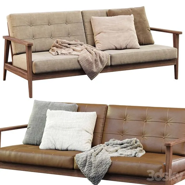 Mid century show wood sofa 3D Model Mid century show wood sofa 3D Model