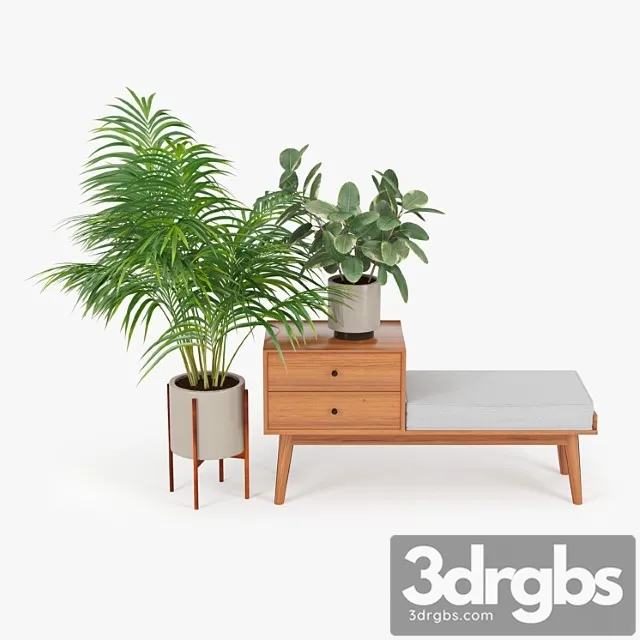 Mid century storage bench acorn 2 3D Model Download