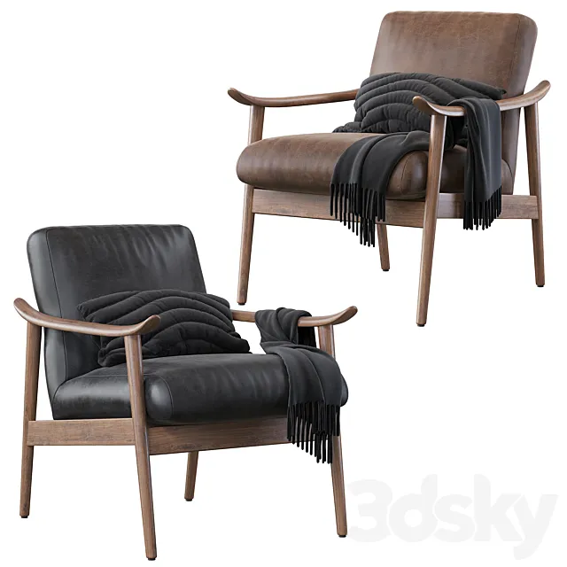 Mid-Century Vegan Leather Show Wood Chair 3D Model Mid-Century Vegan Leather Show Wood Chair 3D Model