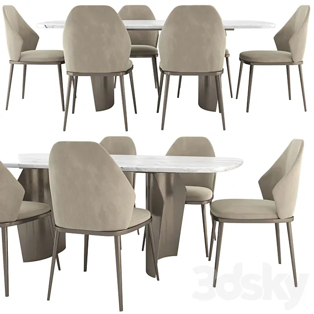 Mida Chair and Flame Table by Bonaldo 3D Model Mida Chair and Flame Table by Bonaldo 3D Model