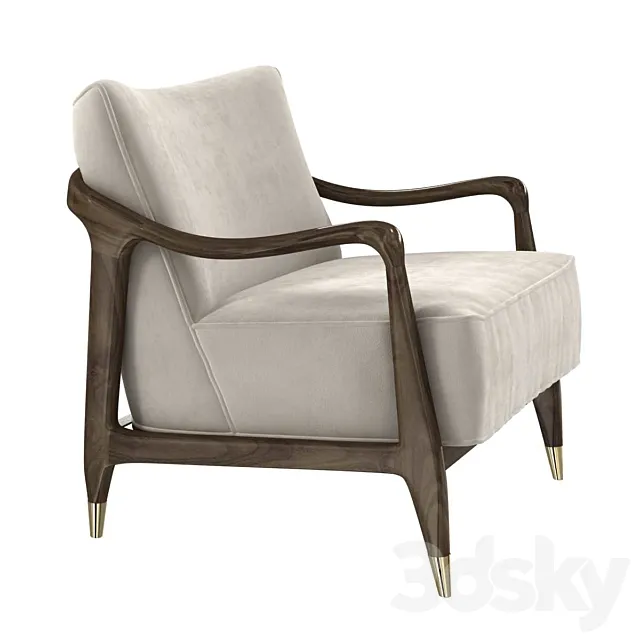 Midcentury Sculptural Gio Ponti Style Walnut Lounge Chairs 1950s 3DModel