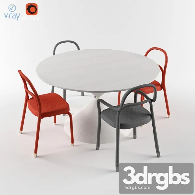 Midj clessidra table and chair 2 3D Model Download