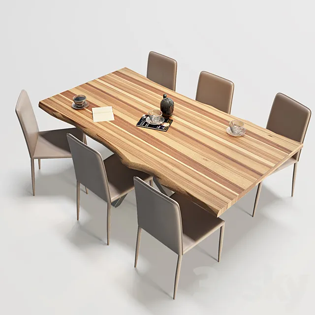 MIDJ Pechino table and chairs Calligaris BOHEME 3DModel