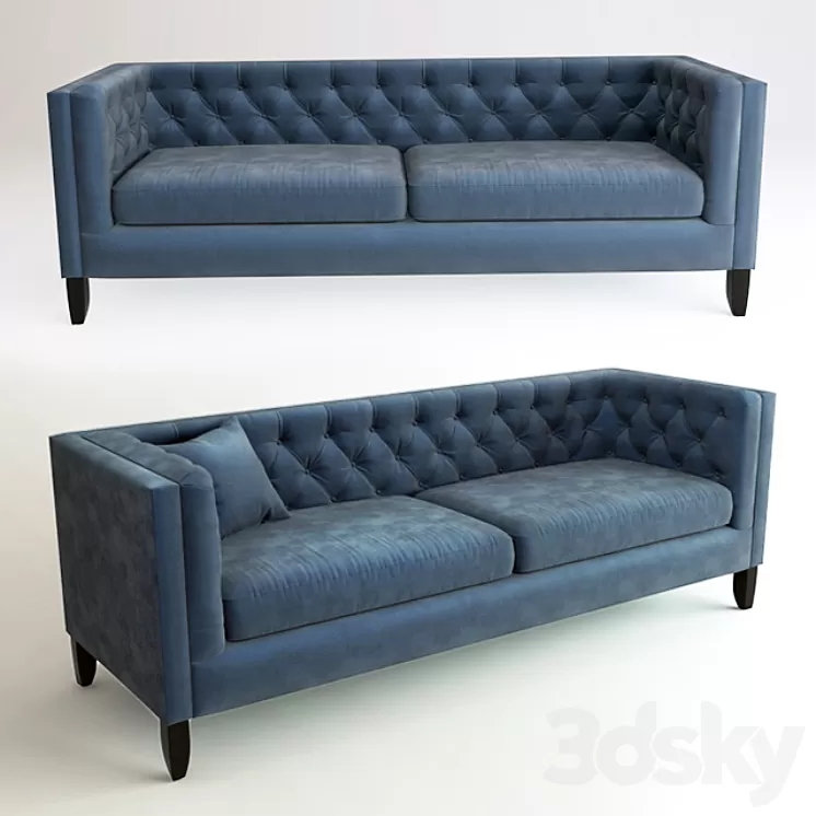 Midnight Blue Kendall Velvet Sofa 3D Model Midnight Blue Kendall Velvet Sofa 3D Model