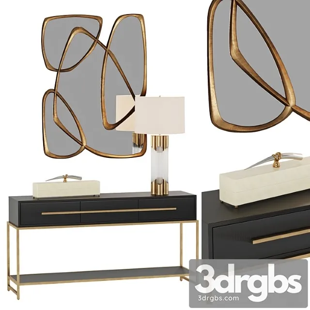 Midnight console table and brass and glass table lamp john richard 2 3D Model Download