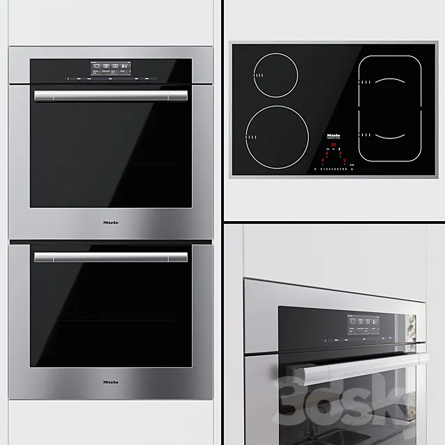 Miele – dual universal oven H 6780 BP2 and cooking surface KM 6347 3D Model