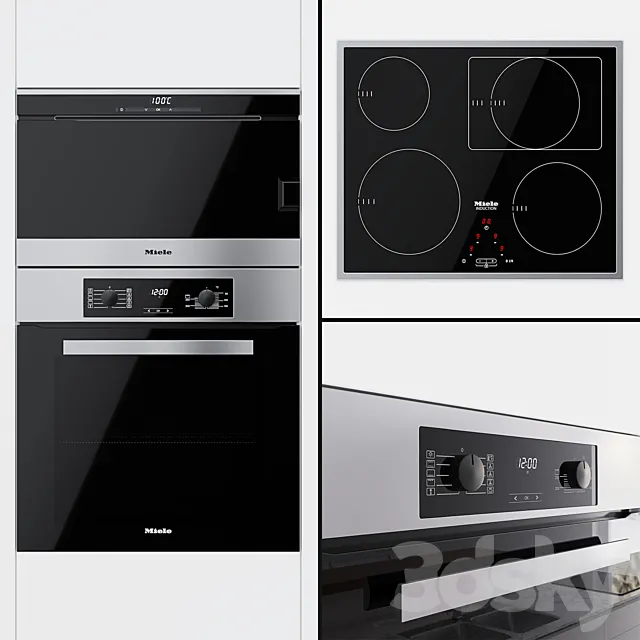 Miele – oven H 2265 B Active. double boiler DG 6030 and cooking surface KM 6117 3DModel