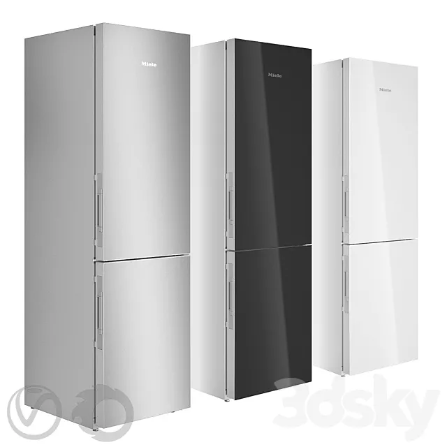MIELE Two-compartment refrigerator KFN29683D in three colors 3D Model MIELE Two-compartment refrigerator KFN29683D in three colors 3D Model