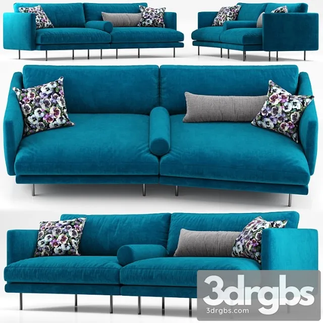 Mies two seater sofa blue – calligaris 2 3D Model Download