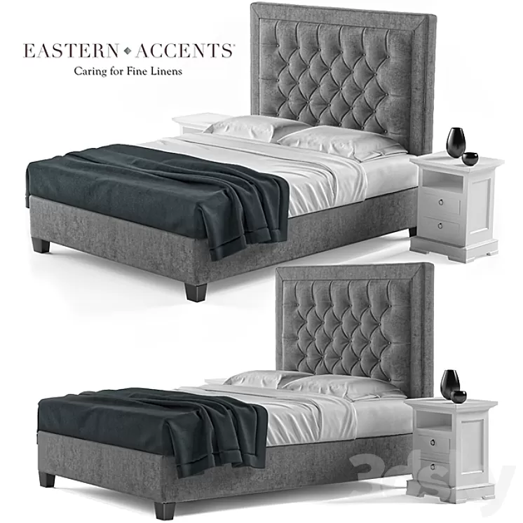 MILAN TUFTED BED 3D Model MILAN TUFTED BED 3D Model