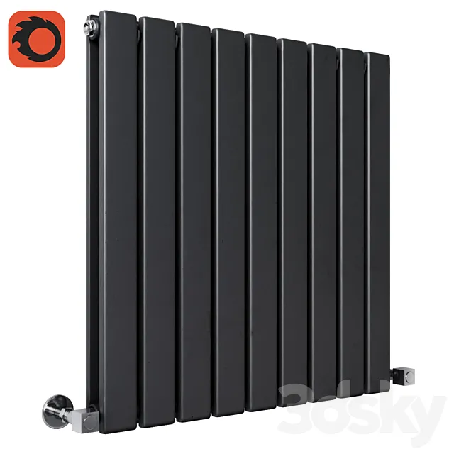 Milano Alpha – Black Horizontal Double Slim Panel Designer Radiator 3D Model